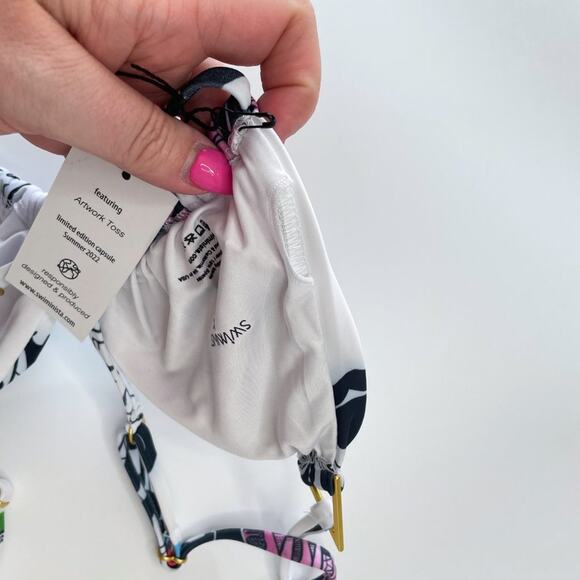 NWT Swiminista x James Peter Henry Graphic Art Toss Print Sexy Bikini Top M - Picture 8 of 10